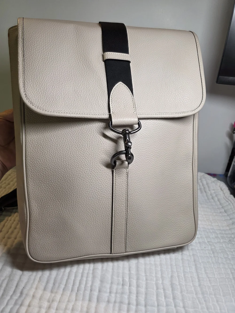 Coach Blaine Leather Laptop Backpack with Black Strap